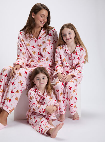 Gingerbread candy pyjamas in a bag & matching kids pyjamas set